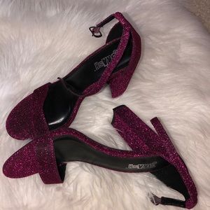 Pink Black Glitter Sandals